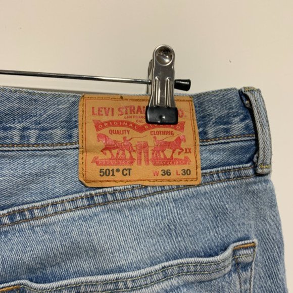 Levis 501 CT Mens Denim Cutoff Shorts Button Fly Blue Size W36 L30 - Picture 6 of 9